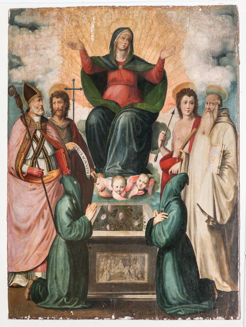 Assunzione della Madonna con San Martino, San Giovanni Battista, San Sebastiano, San Benedetto e committenti